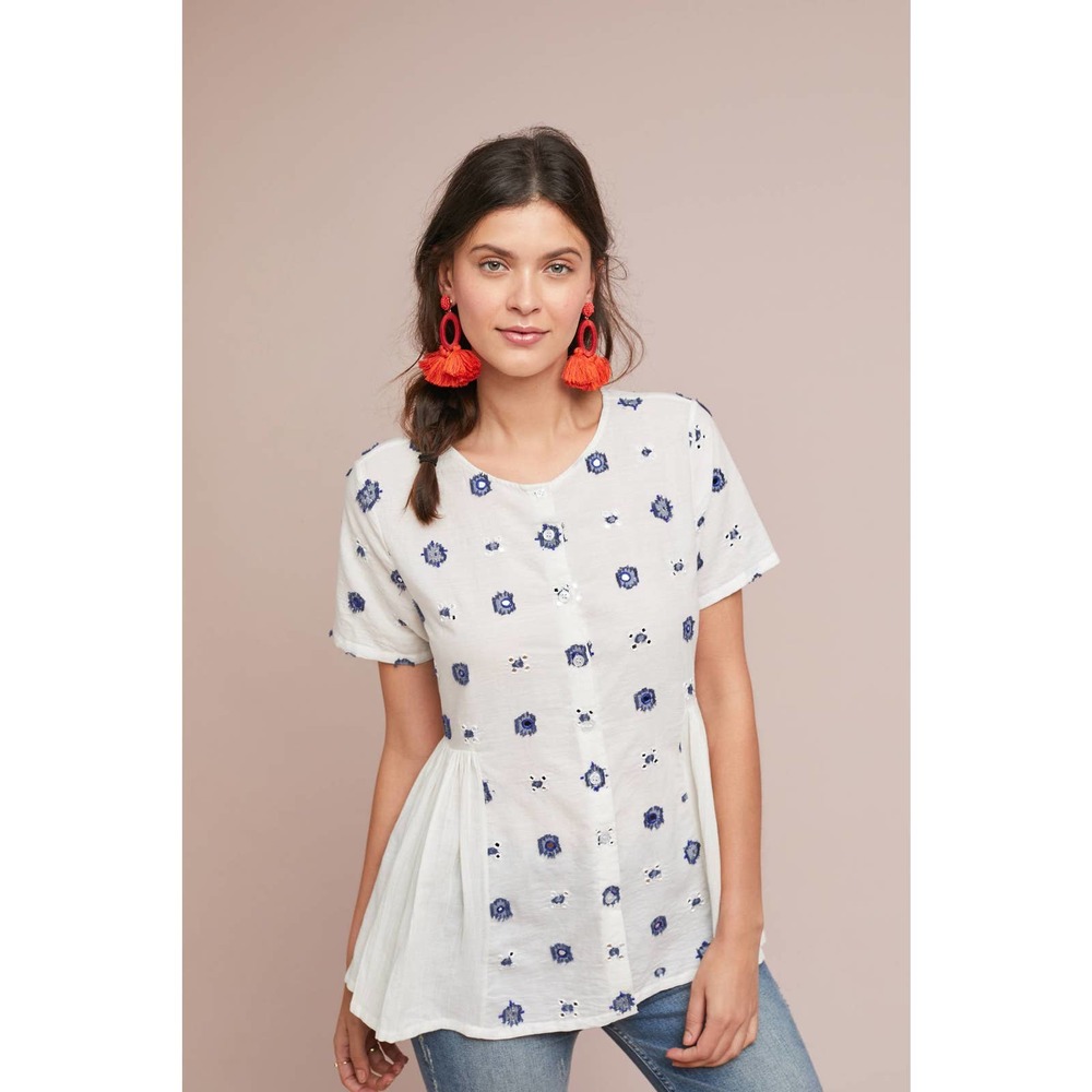 Anthropologie Ikat Peplum Top by NORBLACK NORWHITE  $148 Small Ikat
